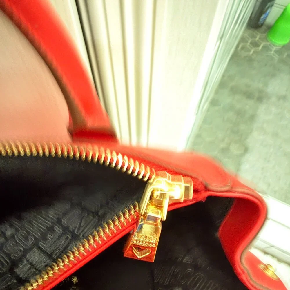 Love Moschino Red Vegan Leather Bag with Gold Hardware Worn Once - Picture 7 of 17